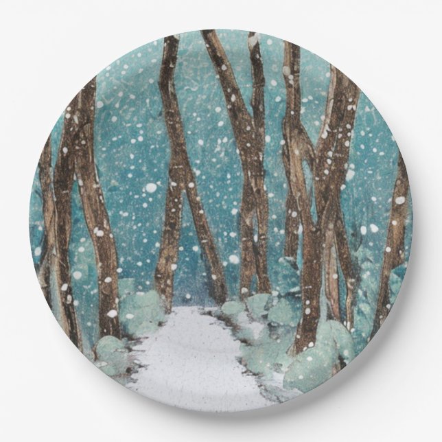 Plato De Papel Colección Winter Walk (Anverso)