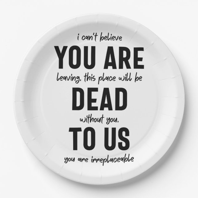 Plato De Papel colega despedida, jubilación, adiós de coworker, (Anverso)