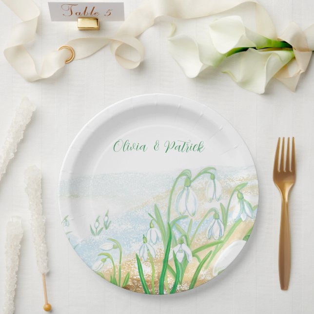 Plato De Papel Colirio blanco (Boda)