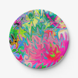 Plato De Papel Collage abstracto del jardín de flores colorido