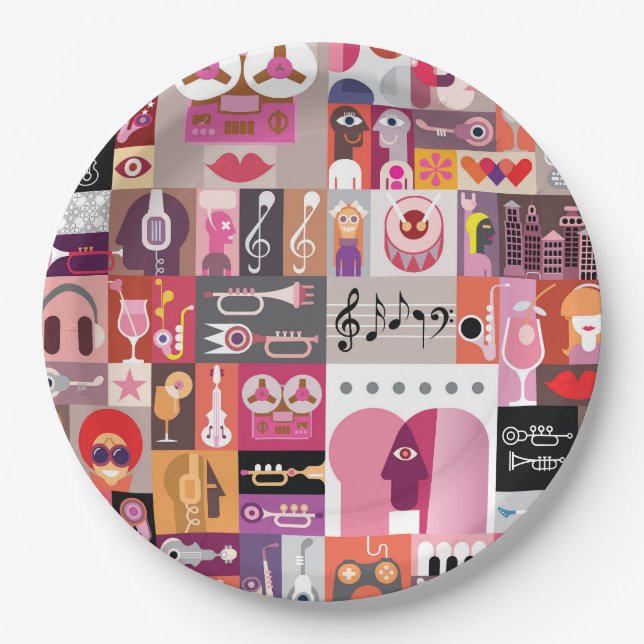 Plato De Papel Collage de arte gráfico (Anverso)