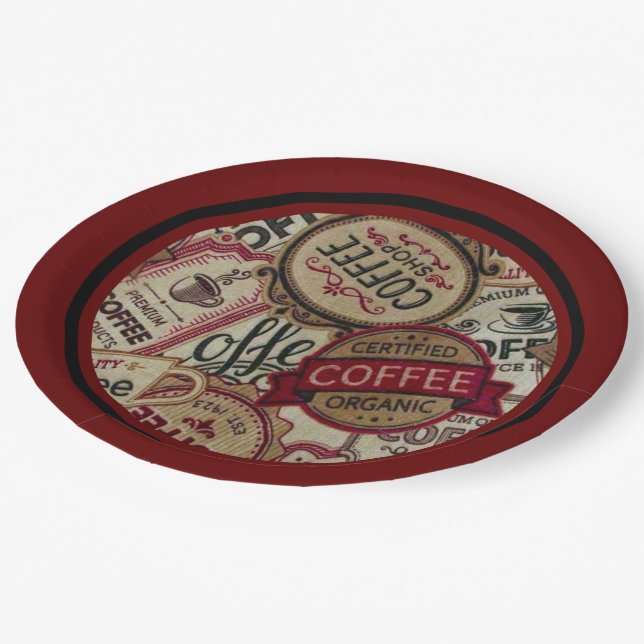 Plato De Papel Collage de Coffee Labels (Angular)