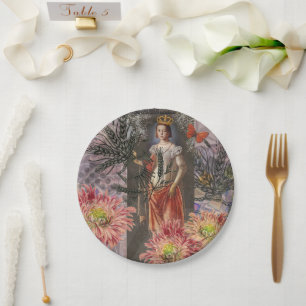 Plato De Papel Collage de la Diosa Celestial Virgo: Celestial Vin