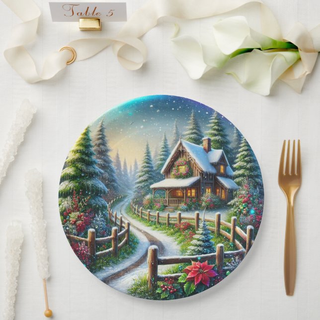 Plato De Papel Collage de Navidad (Boda)