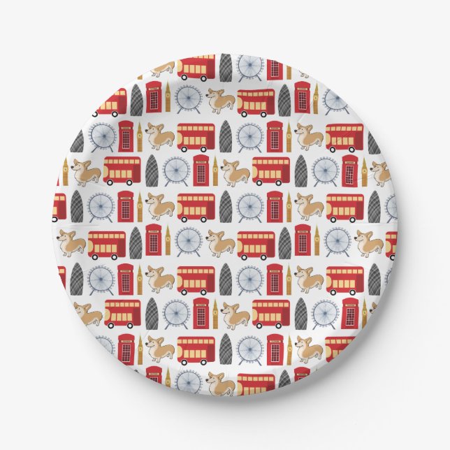 Plato De Papel Collage del icono de Londres (Anverso)