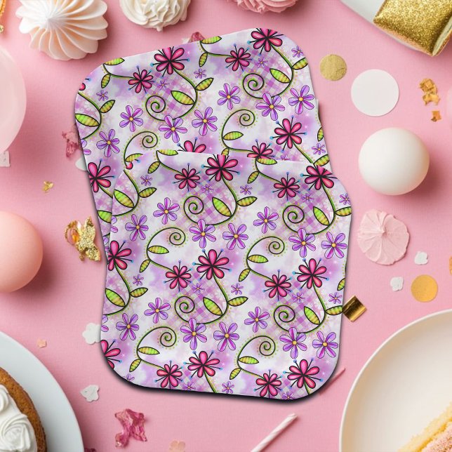 Plato De Papel Collage holográfico de arcoiris floral (Subido por el creador)