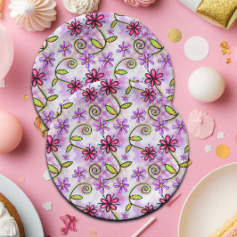 Plato De Papel Collage holográfico de arcoiris floral