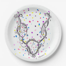 Plato De Papel Collar de fantasía con puntos coloridos