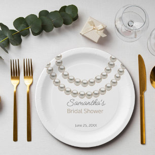 Plato De Papel Collar de perlas de fantasía para ducha de novia