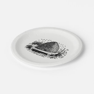 Plato De Papel Colmena y Abejas #1 Heraldico Vintage