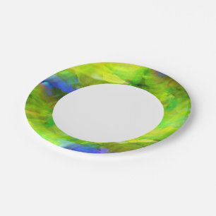 Plato De Papel color abstracto de fondo transparente verde, amari