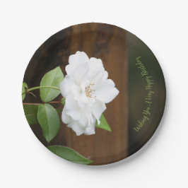 Plato De Papel Color Blanco Verde bonito Y Floral Marrón