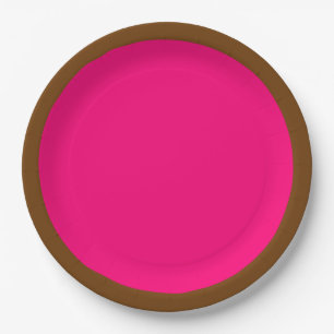 Plato De Papel Color de acento rosado fucsia listo para modificar