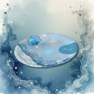 Plato De Papel Color de agua azul de lujo Abstracto Pearlescent