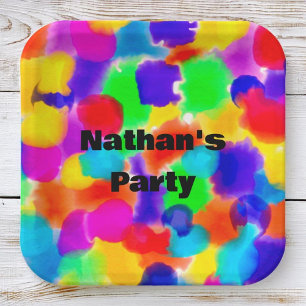 Plato De Papel Color de arcoiris personalizado