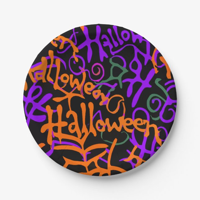Plato De Papel Color de Halloween (Anverso)