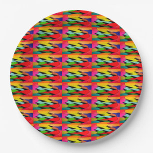 Plato De Papel Color negro con diseño artístico en el medio