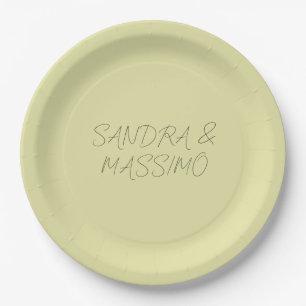 Plato De Papel Color pastel personalizado nombre minimalista pers