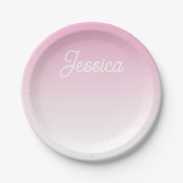 Plato De Papel Color rosa claro ombre (editable) y tu texto
