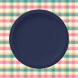 Plato De Papel Color sólido azul de la marina de medianoche