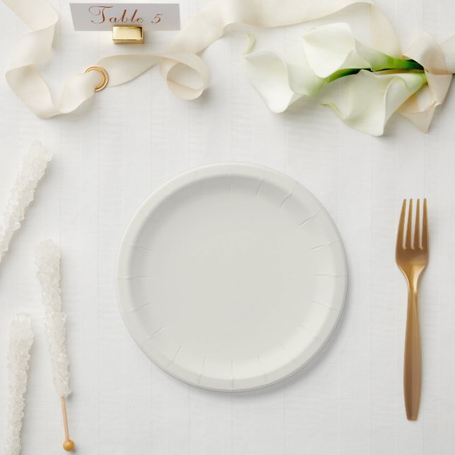 Plato De Papel Color sólido de la pala blanca (Boda)