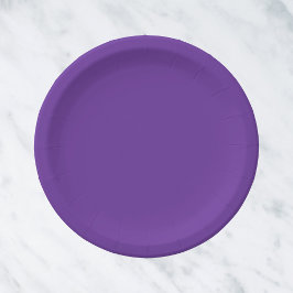 Plato De Papel Color sólido del corazón púrpura