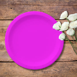 Plato De Papel Color sólido fucsia | Clásico Elegante