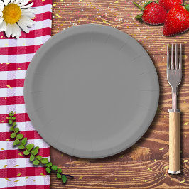 Plato De Papel Color sólido gris oprimido | Clásico Elegante