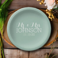 Color sólido Mint Green - Mr & Mrs Wedding Favors