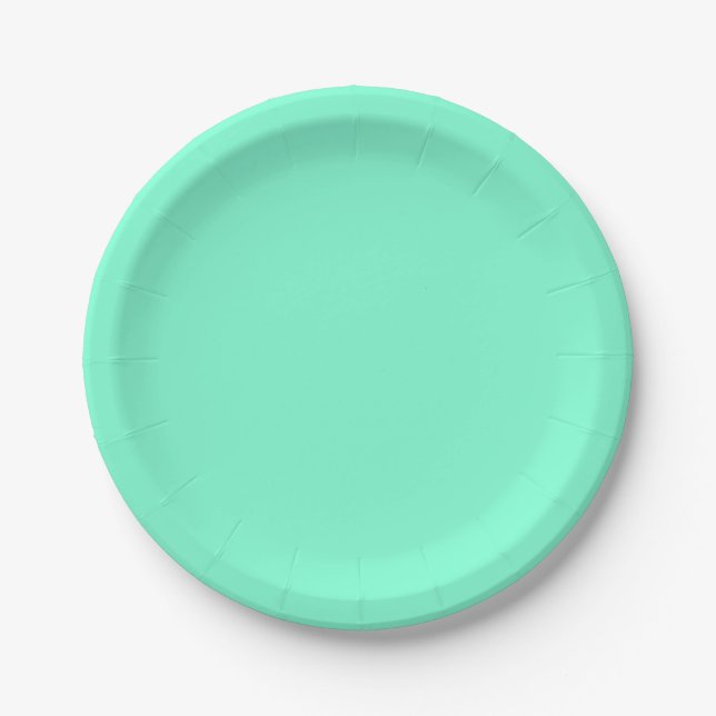 Plato De Papel Color sólido Pastel Aqua | Clásica | Elegante (Anverso)