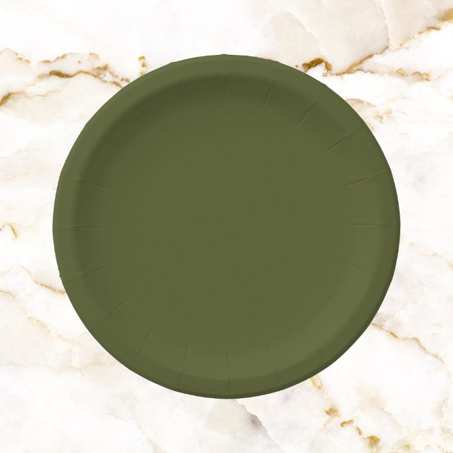 Plato De Papel Color sólido verde del ejército (Subido por el creador)