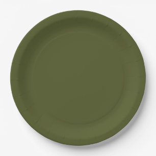 Plato De Papel Color verde del ejército sólido profesional minima