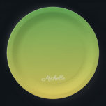 Plato De Papel Color verde y amarillo oscuro personalizado<br><div class="desc">Color verde y amarillo oscuro personalizado</div>