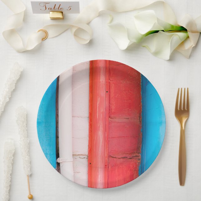 Plato De Papel Colores caribeños - abstracto (Boda)
