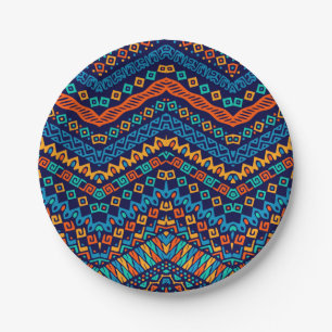 Plato De Papel Colores confusos de patrones étnicos africanos