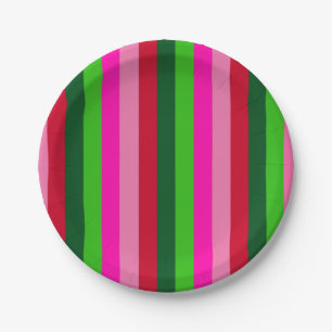Plato De Papel Colores contemporáneos rayas de Navidad