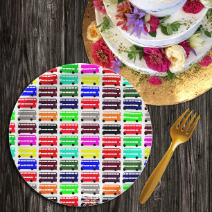 Plato De Papel Colores de Londres y fiesta de bus doble y niños