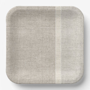 Plato De Papel Colores de tela de lino natural inmaduros