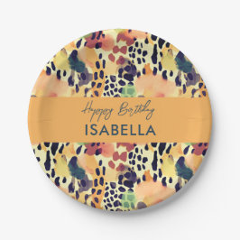 Plato De Papel Colores del Atardecer Patrones de Huellas de Anima