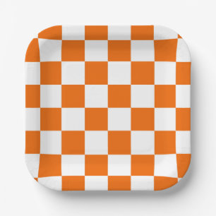 Plato De Papel Colores divertidos de equipo naranja y blanco con