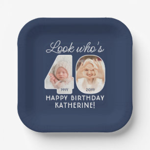 Plato De Papel Colores DIY • Cumpleaños de 40 años de Look Who's