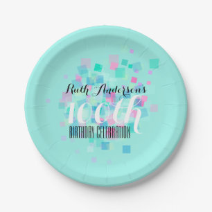 Plato De Papel Colores Mint Pastel Colors 100th Birthday Party P 