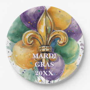 Plato De Papel Colores personalizados de Mardi Gras