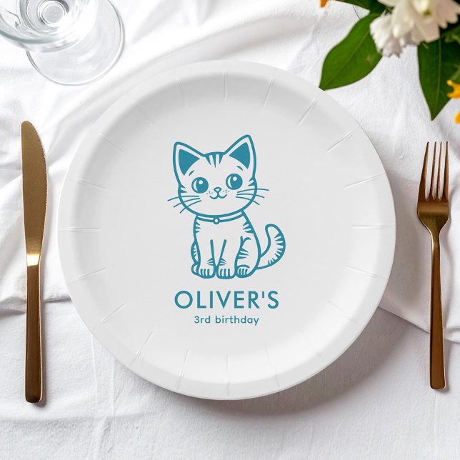 Plato De Papel Colores personalizados kitten azul (Subido por el creador)