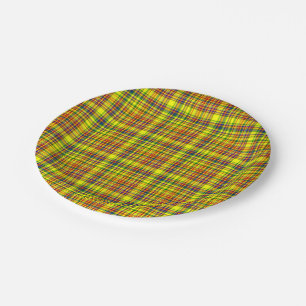 Plato De Papel Colores primarios, PLATAS FIESTAS PLAID 01-PAPER