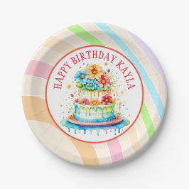 Plato De Papel Colores retro y fiesta de cumpleaños