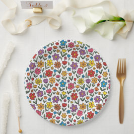 Plato De Papel Colorful Cute Spring Flowers Paper Plates