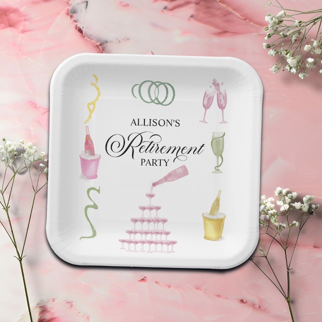 Plato De Papel Colorful Drinks and Bottles Retirement Party (Subido por el creador)