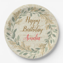 Plato De Papel Colorful Flower Design Birthday Plate