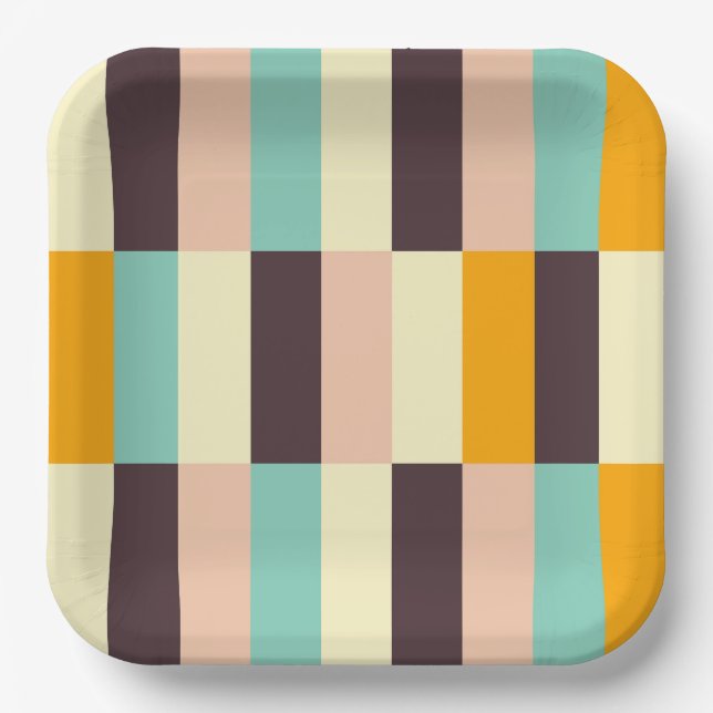 Plato De Papel Colorful geometric pattern with vertical stripes  (Anverso)